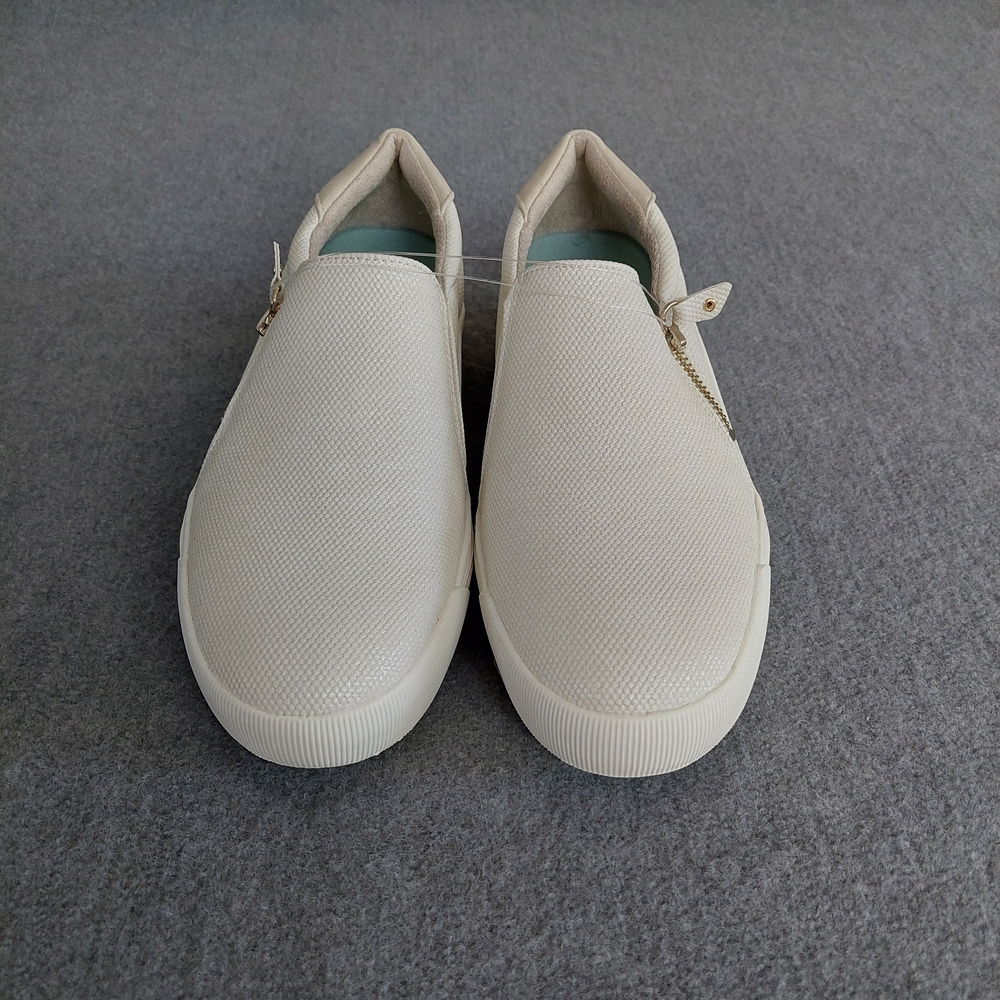 Scholl's Time Off Now Platform Sneaker Cream Snake Zip NWOB Women's 8M